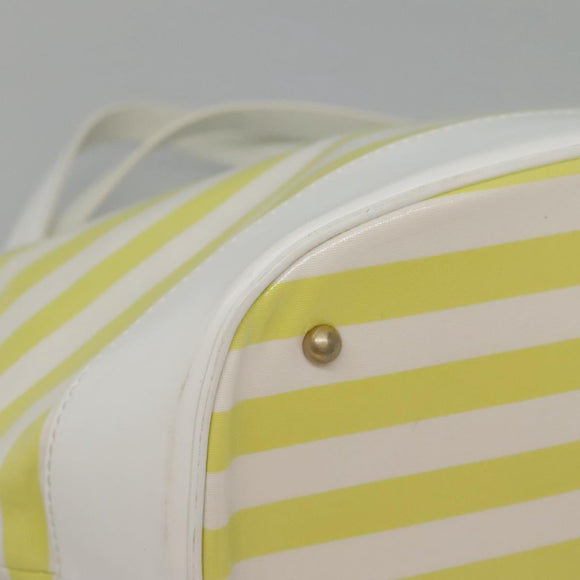 BURBERRY Blue Label Chain Tote Bag Coated Canvas Light Yellow Auth bs26698