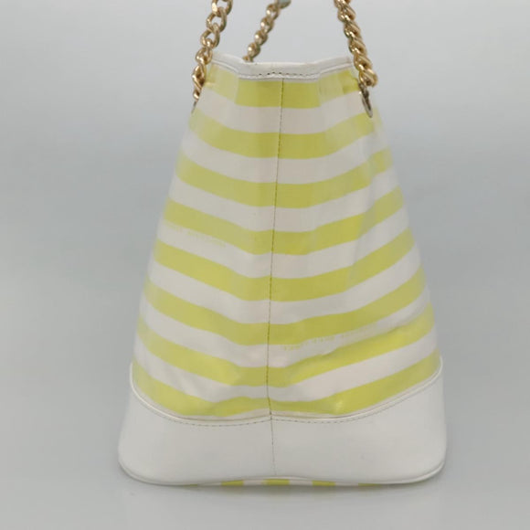 BURBERRY Blue Label Chain Tote Bag Coated Canvas Light Yellow Auth bs26698
