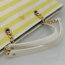 BURBERRY Blue Label Chain Tote Bag Coated Canvas Light Yellow Auth bs26698-7