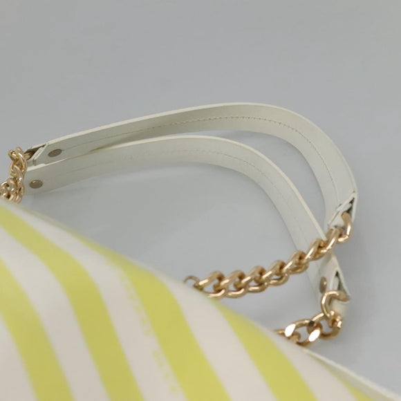 BURBERRY Blue Label Chain Tote Bag Coated Canvas Light Yellow Auth bs26698