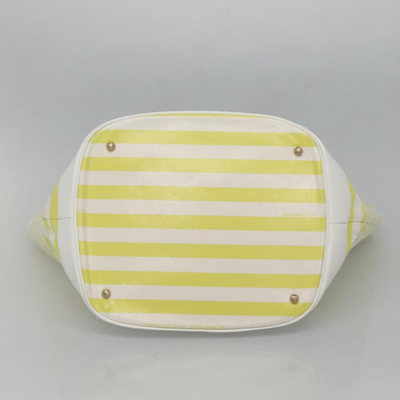 BURBERRY Blue Label Chain Tote Bag Coated Canvas Light Yellow Auth bs26698