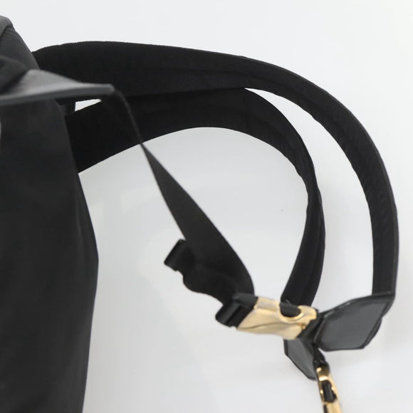 VERSACE Medusa Shoulder Bag Nylon Leather Black Gold Auth bs26702