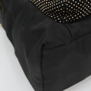 VERSACE Medusa Shoulder Bag Nylon Leather Black Gold Auth bs26702-16