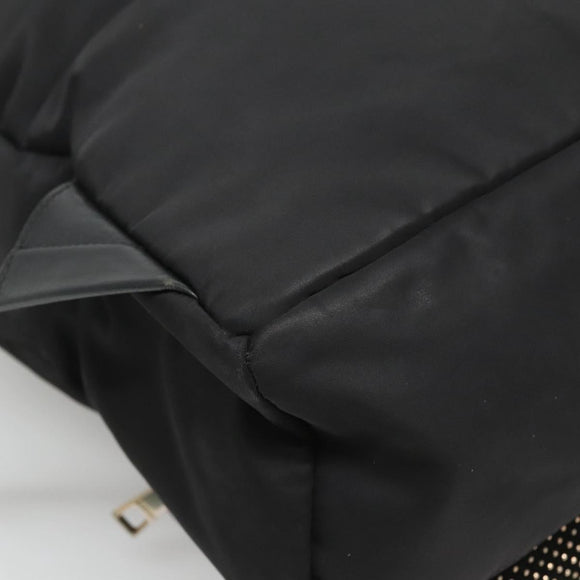 VERSACE Medusa Shoulder Bag Nylon Leather Black Gold Auth bs26702