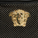 VERSACE Medusa Shoulder Bag Nylon Leather Black Gold Auth bs26702-19