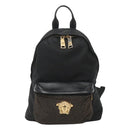 VERSACE Medusa Shoulder Bag Nylon Leather Black Gold Auth bs26702-13