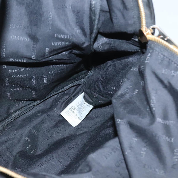 VERSACE Medusa Shoulder Bag Nylon Leather Black Gold Auth bs26702