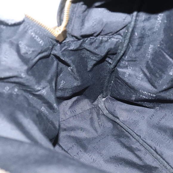 VERSACE Medusa Shoulder Bag Nylon Leather Black Gold Auth bs26702