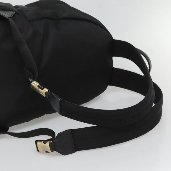 VERSACE Medusa Shoulder Bag Nylon Leather Black Gold Auth bs26702