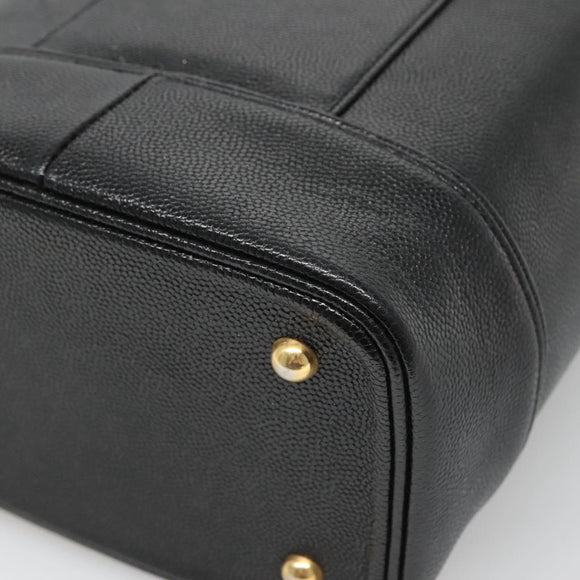 VERSACE Vanity Bag Leather Black Gold Auth bs26703