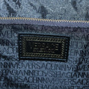 VERSACE Vanity Bag Leather Black Gold Auth bs26703-11