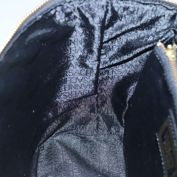 VERSACE Vanity Bag Leather Black Gold Auth bs26703