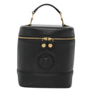 VERSACE Vanity Bag Leather Black Gold Auth bs26703-13