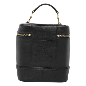 VERSACE Vanity Bag Leather Black Gold Auth bs26703 - 0