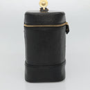 VERSACE Vanity Bag Leather Black Gold Auth bs26703-3