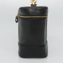 VERSACE Vanity Bag Leather Black Gold Auth bs26703-4