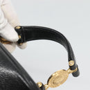 VERSACE Vanity Bag Leather Black Gold Auth bs26703-8