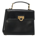 Gianni Versace Hand Bag Leather Black Gold Auth bs26704-1