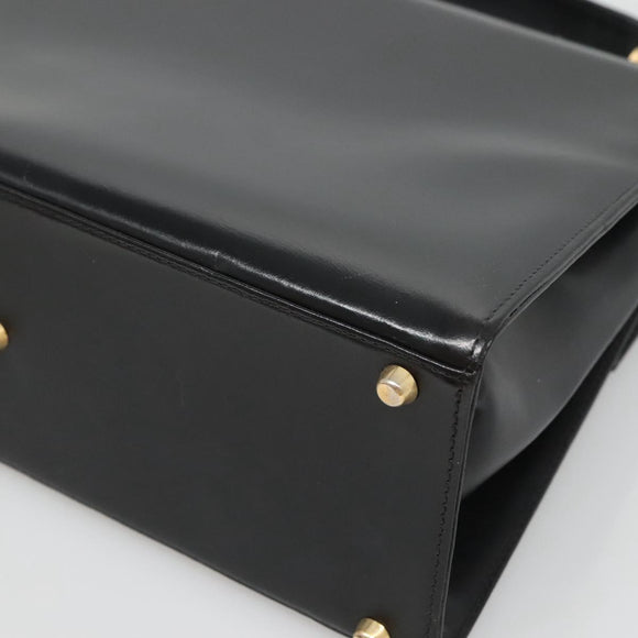 Gianni Versace Hand Bag Leather Black Gold Auth bs26704