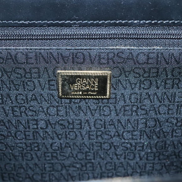 Gianni Versace Hand Bag Leather Black Gold Auth bs26704