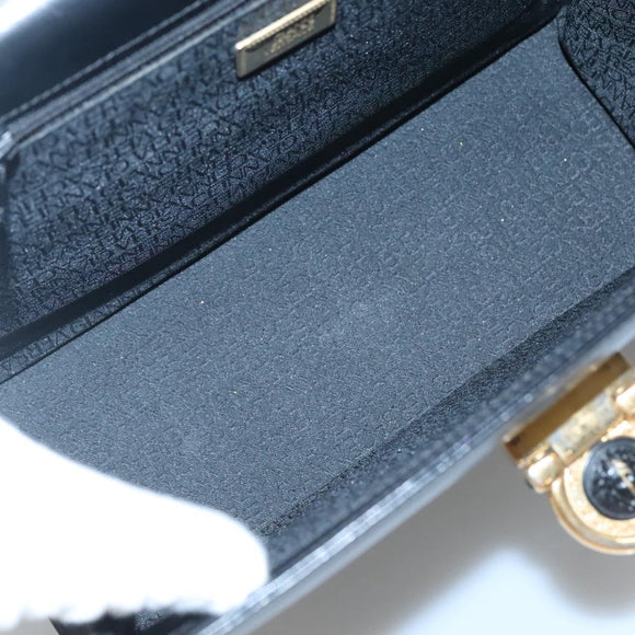 Gianni Versace Hand Bag Leather Black Gold Auth bs26704