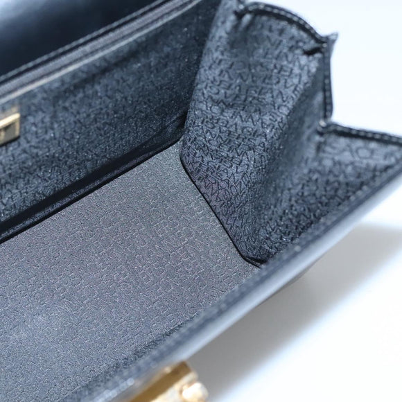 Gianni Versace Hand Bag Leather Black Gold Auth bs26704