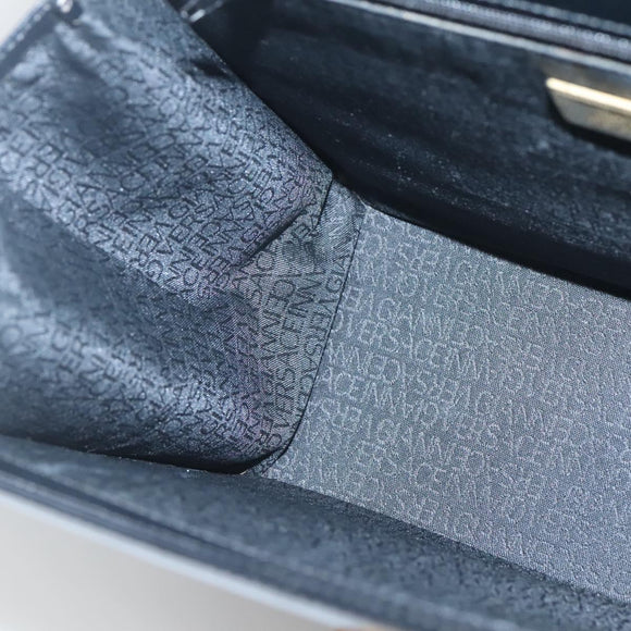 Gianni Versace Hand Bag Leather Black Gold Auth bs26704