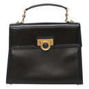 Gianni Versace Hand Bag Leather Black Gold Auth bs26704-13