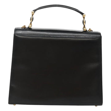 Gianni Versace Hand Bag Leather Black Gold Auth bs26704 - 0