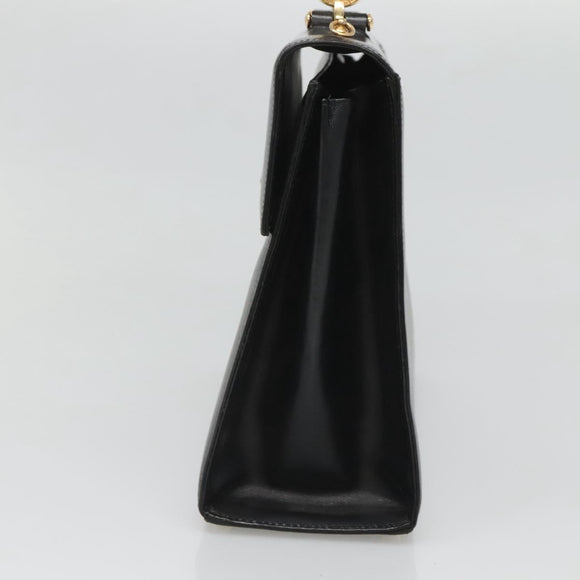 Gianni Versace Hand Bag Leather Black Gold Auth bs26704