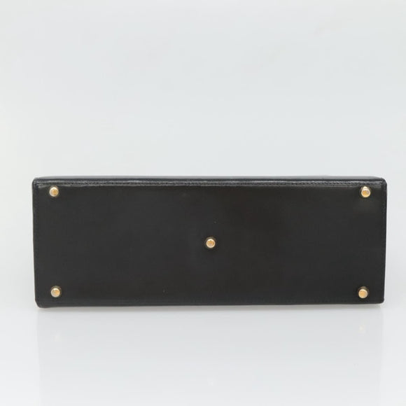 Gianni Versace Hand Bag Leather Black Gold Auth bs26704