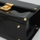 VERSACE Vanity Bag Enamel Black Gold Auth bs26705-11