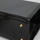 VERSACE Vanity Bag Enamel Black Gold Auth bs26705-15