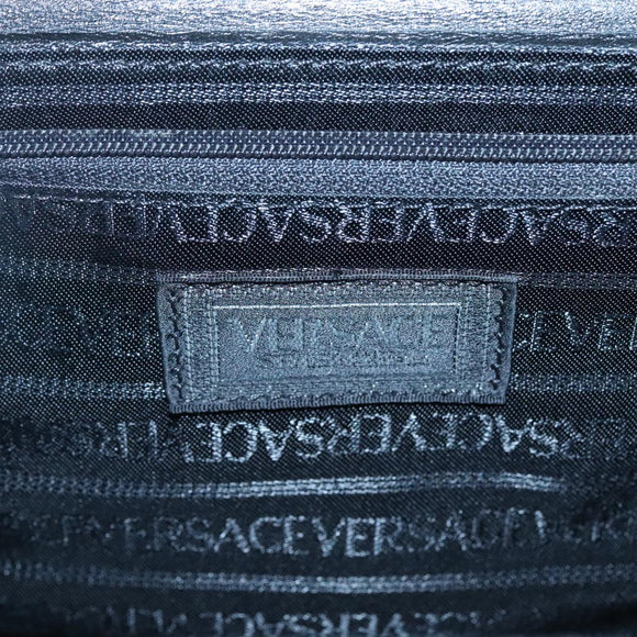 VERSACE Vanity Bag Enamel Black Gold Auth bs26705