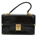 VERSACE Vanity Bag Enamel Black Gold Auth bs26705-2