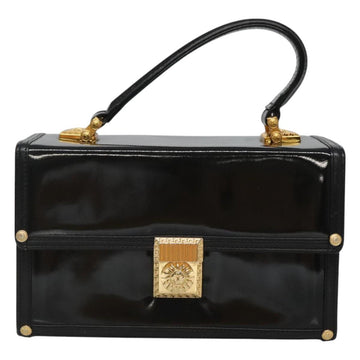 VERSACE Vanity Bag Enamel Black Gold Auth bs26705 - 0