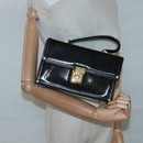 VERSACE Vanity Bag Enamel Black Gold Auth bs26705-20