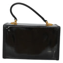 VERSACE Vanity Bag Enamel Black Gold Auth bs26705-3