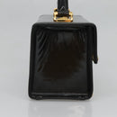 VERSACE Vanity Bag Enamel Black Gold Auth bs26705-4