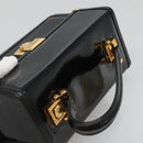VERSACE Vanity Bag Enamel Black Gold Auth bs26705-6