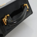 VERSACE Vanity Bag Enamel Black Gold Auth bs26705-7