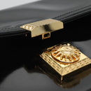 VERSACE Vanity Bag Enamel Black Gold Auth bs26705-9