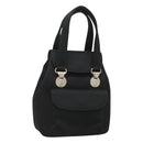 VERSACE Hand Bag Satin Black Silver Auth bs26706-1