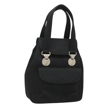VERSACE Hand Bag Satin Black Silver Auth bs26706