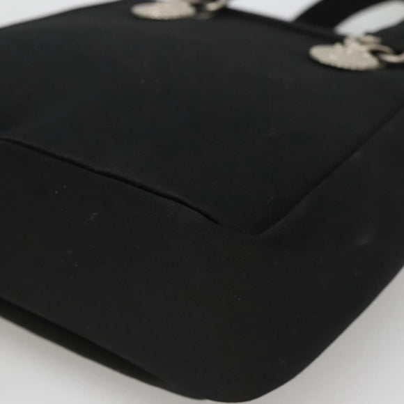 VERSACE Hand Bag Satin Black Silver Auth bs26706