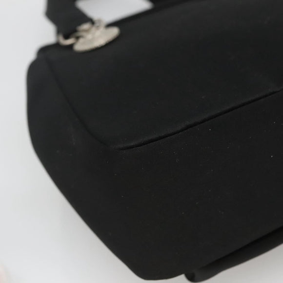 VERSACE Hand Bag Satin Black Silver Auth bs26706