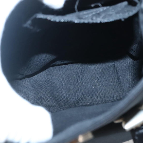 VERSACE Hand Bag Satin Black Silver Auth bs26706