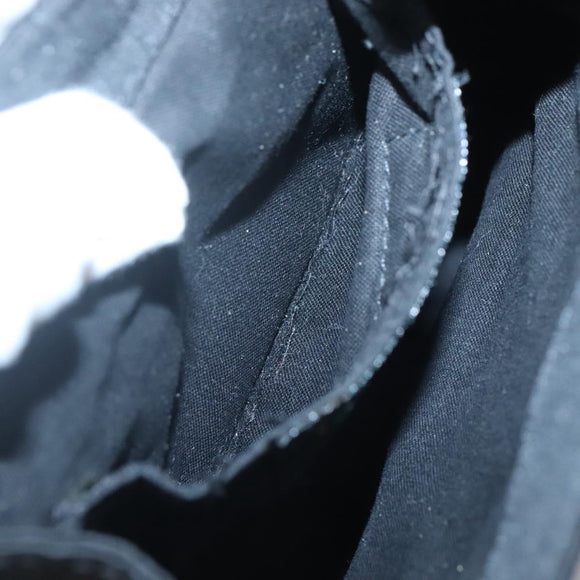 VERSACE Hand Bag Satin Black Silver Auth bs26706