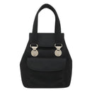 VERSACE Hand Bag Satin Black Silver Auth bs26706-2