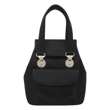 VERSACE Hand Bag Satin Black Silver Auth bs26706 - 0